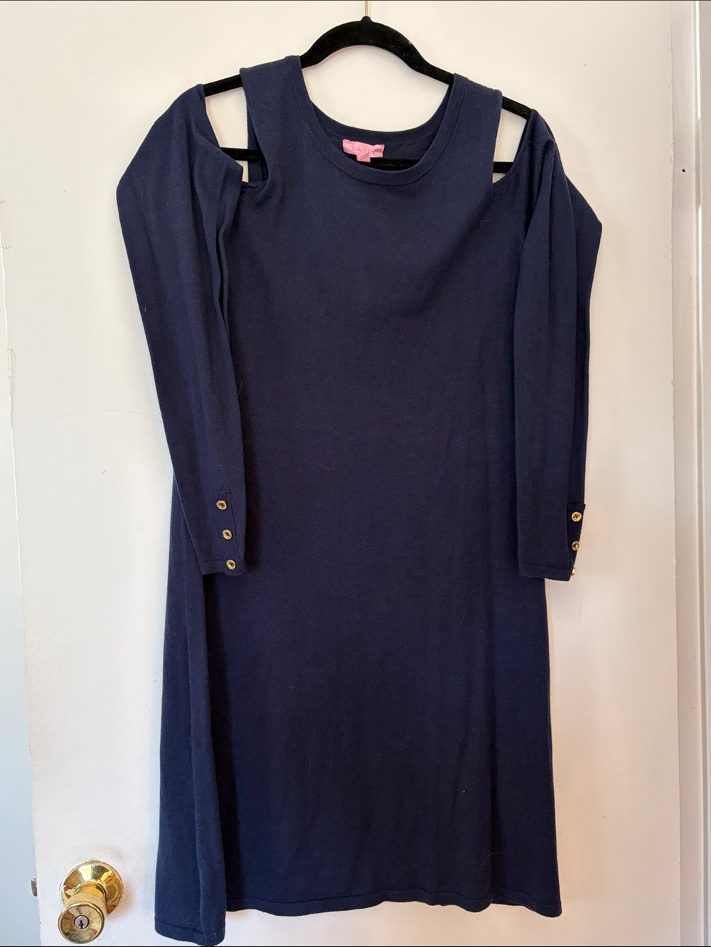 Lilly Pulitzer Navy Faire Cold-Shoulder Long Sleeve Dress